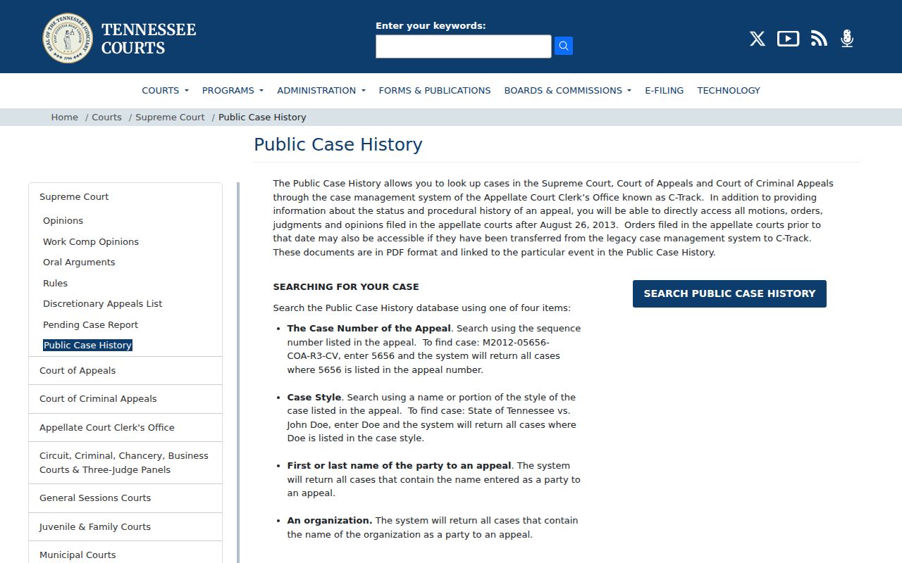Tennessee appellate search for Hickman County criminal court cases