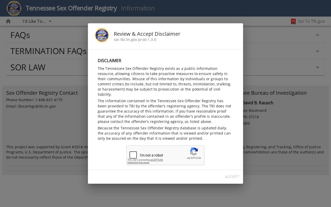 Hickman County sex offender registry consent and misuse screen