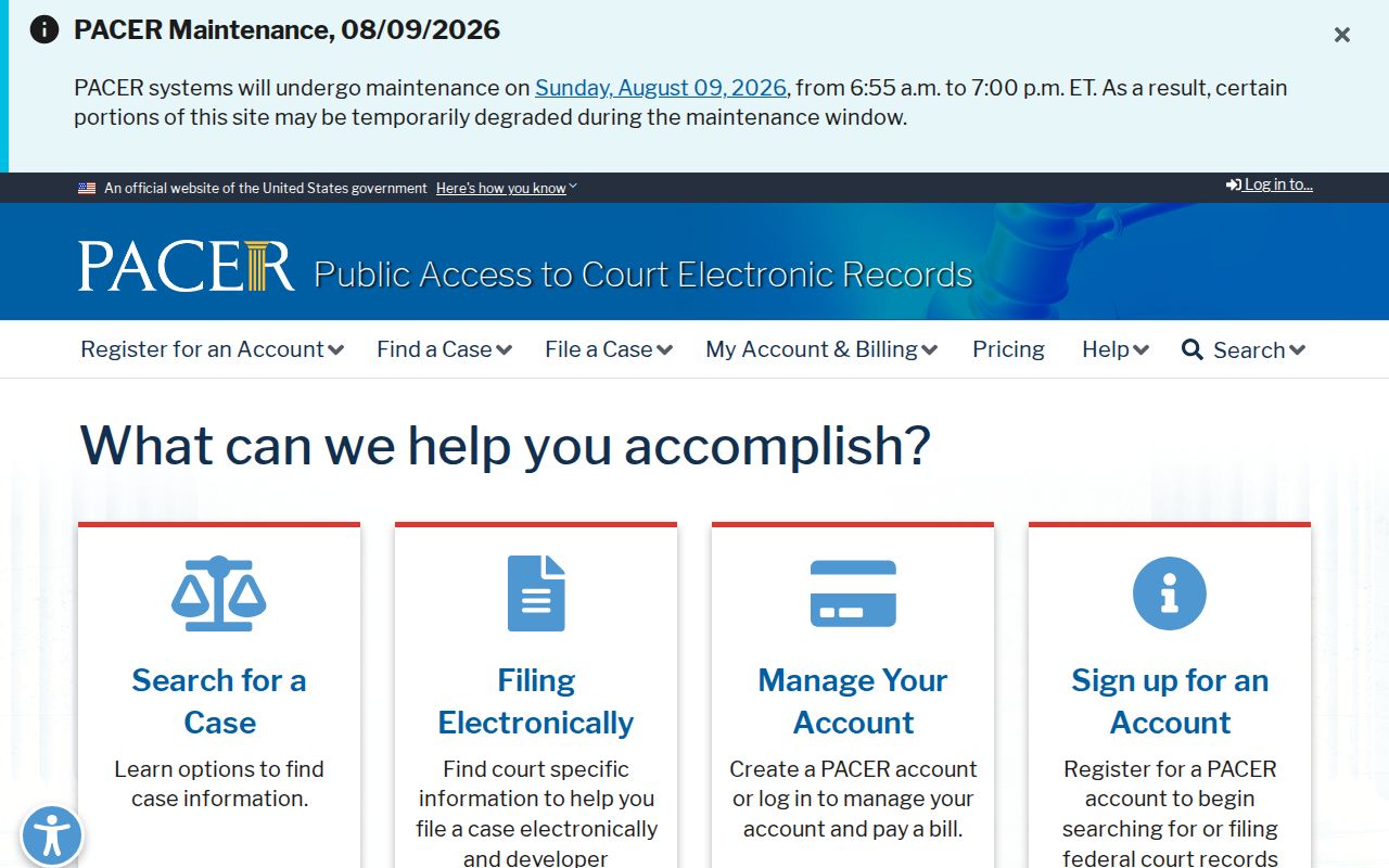 PACER federal case search for Hickman County matters