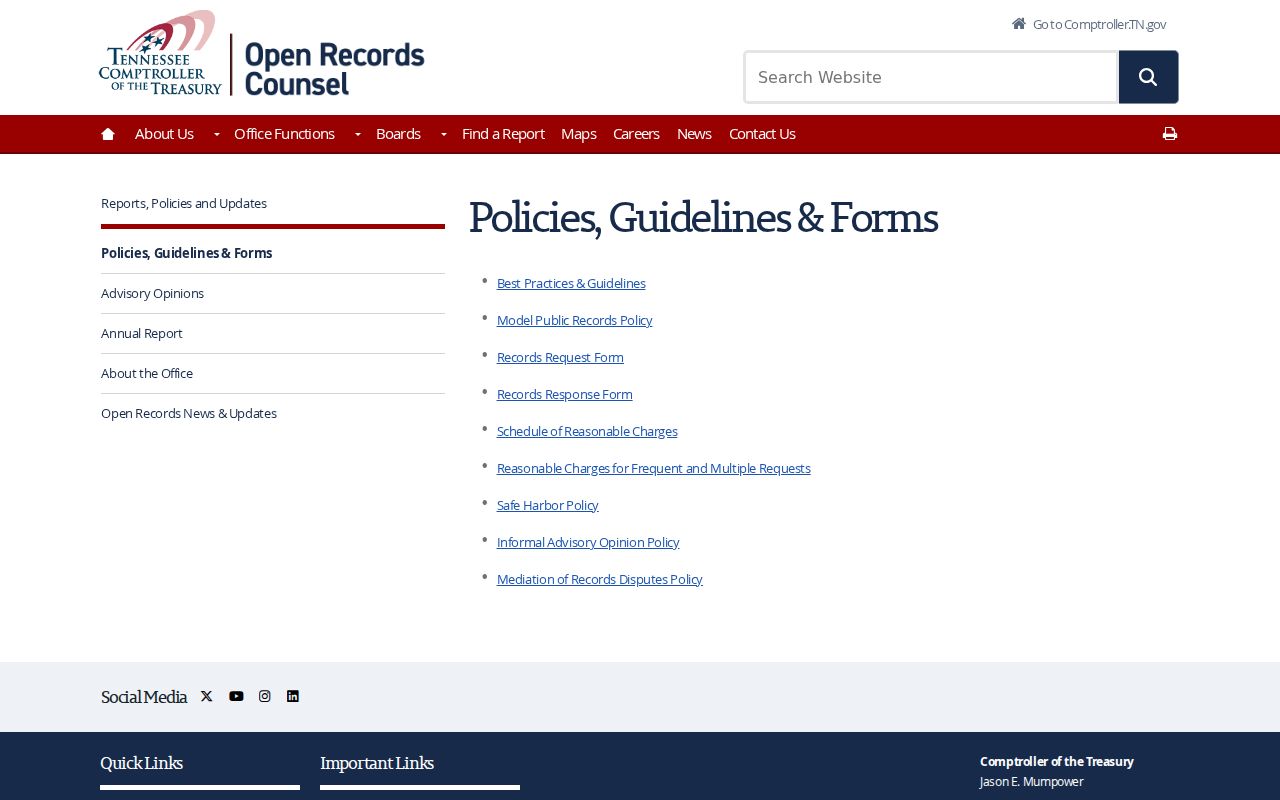 Tennessee model public records request forms for Hickman County records